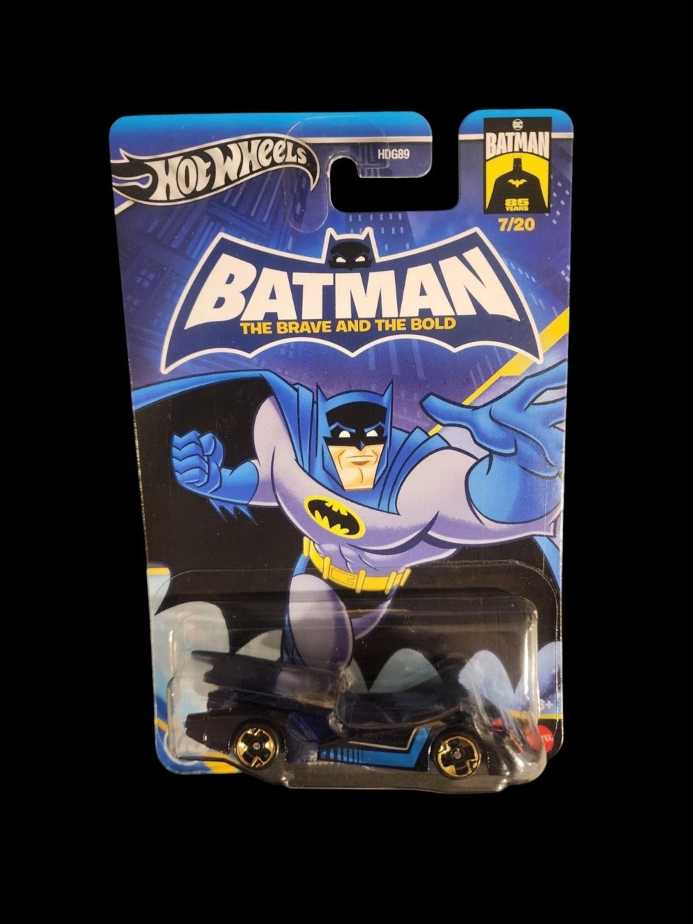 NEW Hot Wheels Batman Brave and the Bold Blue Stripe BATMOBILE HRW22 7/20 1:64